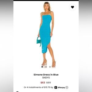 Blue Asymmetrical Bodycon Dress with Spaghetti Straps